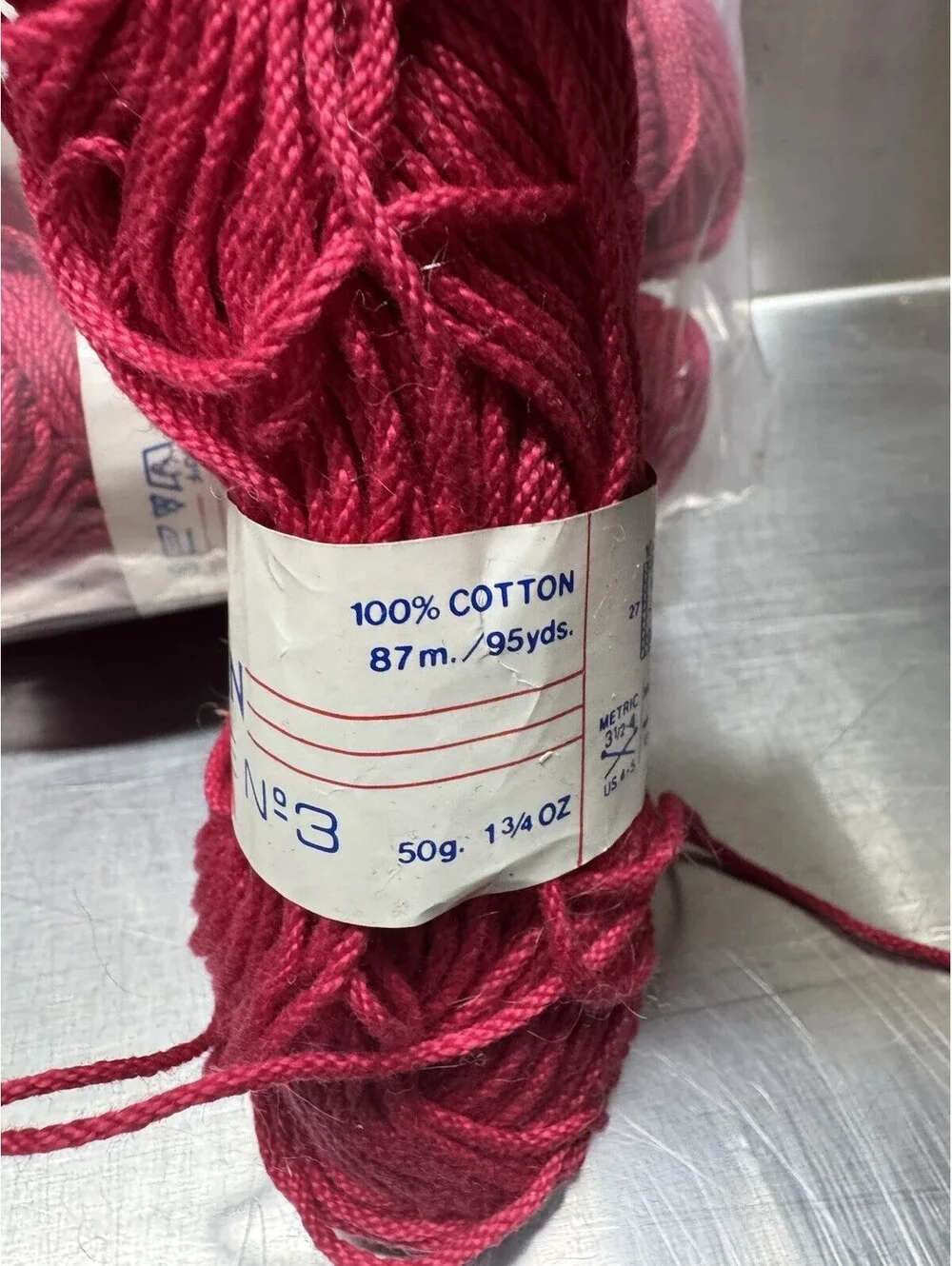 Pinguin Fil Decosse Yarn Red 8 Skein Lot